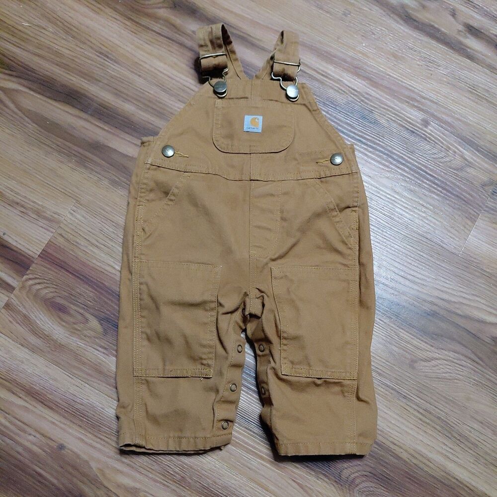 Carhartt Infant Baby Bib Overalls Double Knee Baby Toddler Size 3M Snap